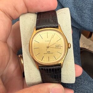 Vintage Timex with Gold Dial with Black Strap